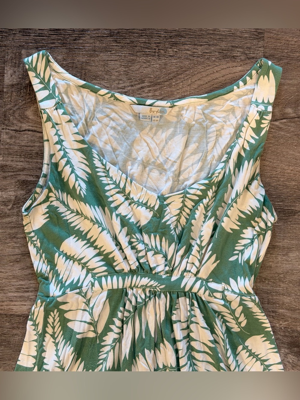 Boden Green Fern Botanical Print Sleeveless Maxi Dress US 4R UK 8R